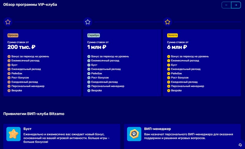 Бонусные программы в Битзамо